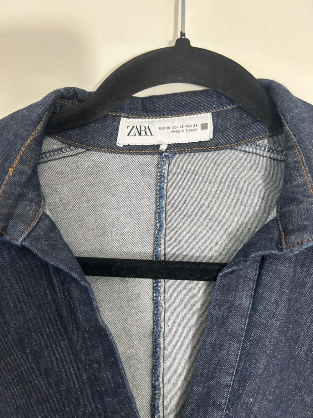 Zara Denim Ruched Midi Dress size XS - Picture 3 of 8